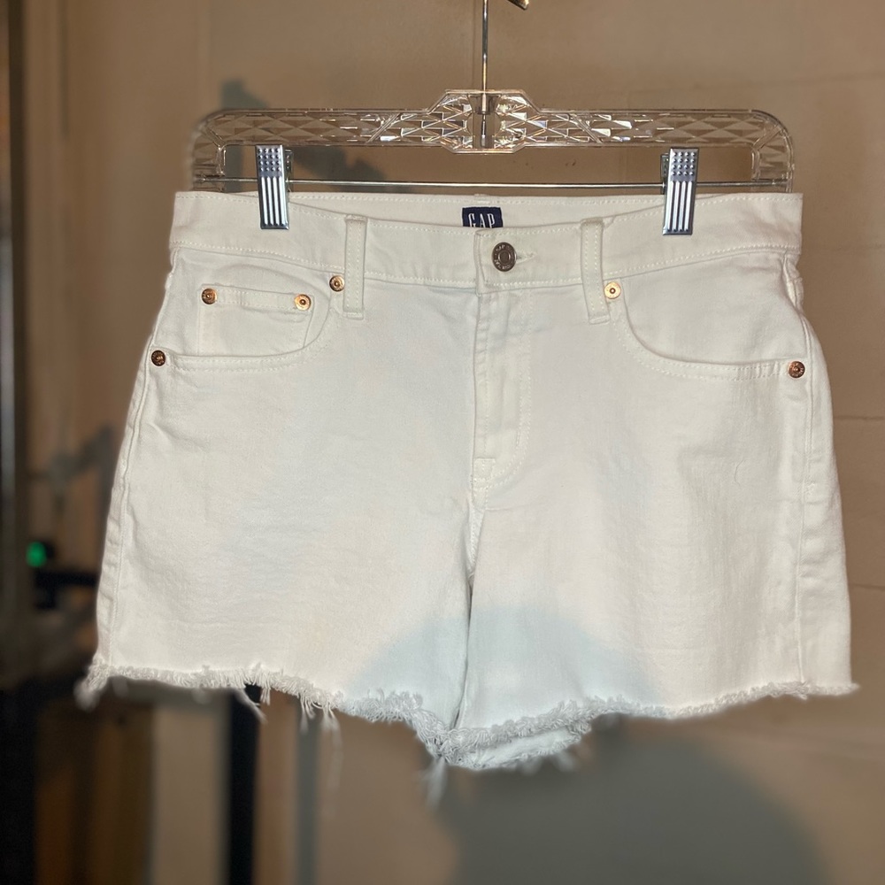GAP White Denim Distressed Shorts